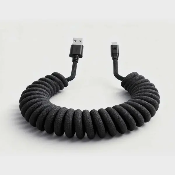 Caseco Black Road Ready USB-A to USB-C Coil Cord-5