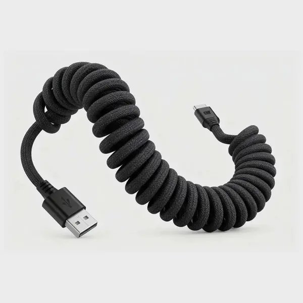 Caseco Black Road Ready USB-A to USB-C Coil Cord-6