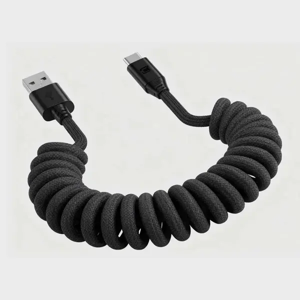 Caseco Black Road Ready USB-A to USB-C Coil Cord-7
