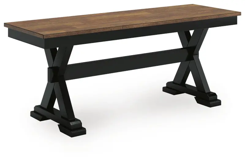 Wildenauer Black and Rustic Brown Dining Bench
