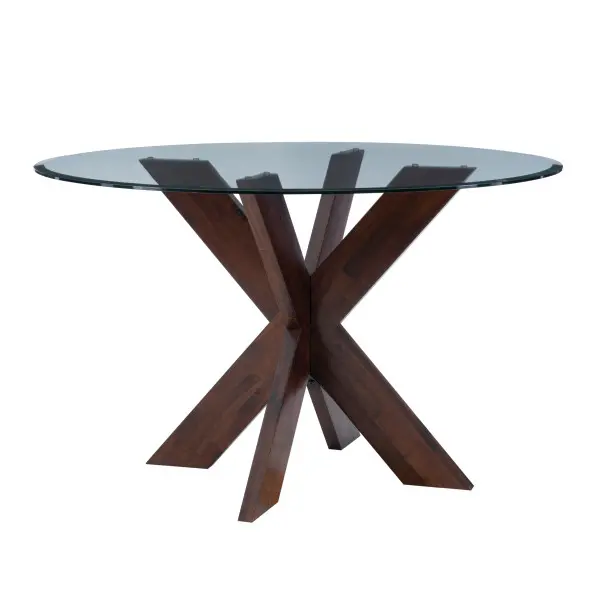 Auden Espresso Round Glass Top Dining Table-1