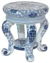 Blue and White Plant Stand