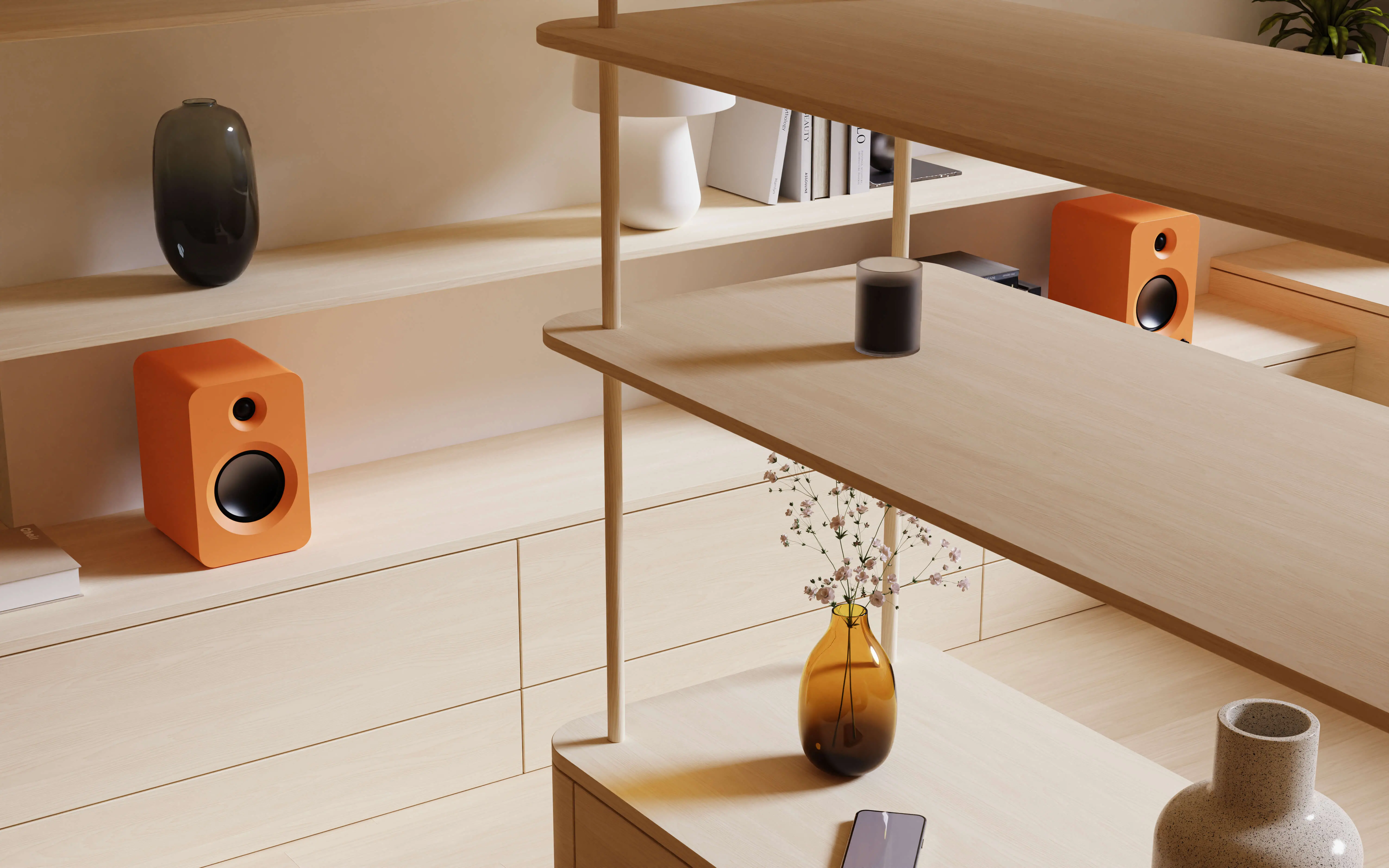 Kanto REN Bookshelf Speakers with Bluetooth - Matte Orange, Set of 2-5