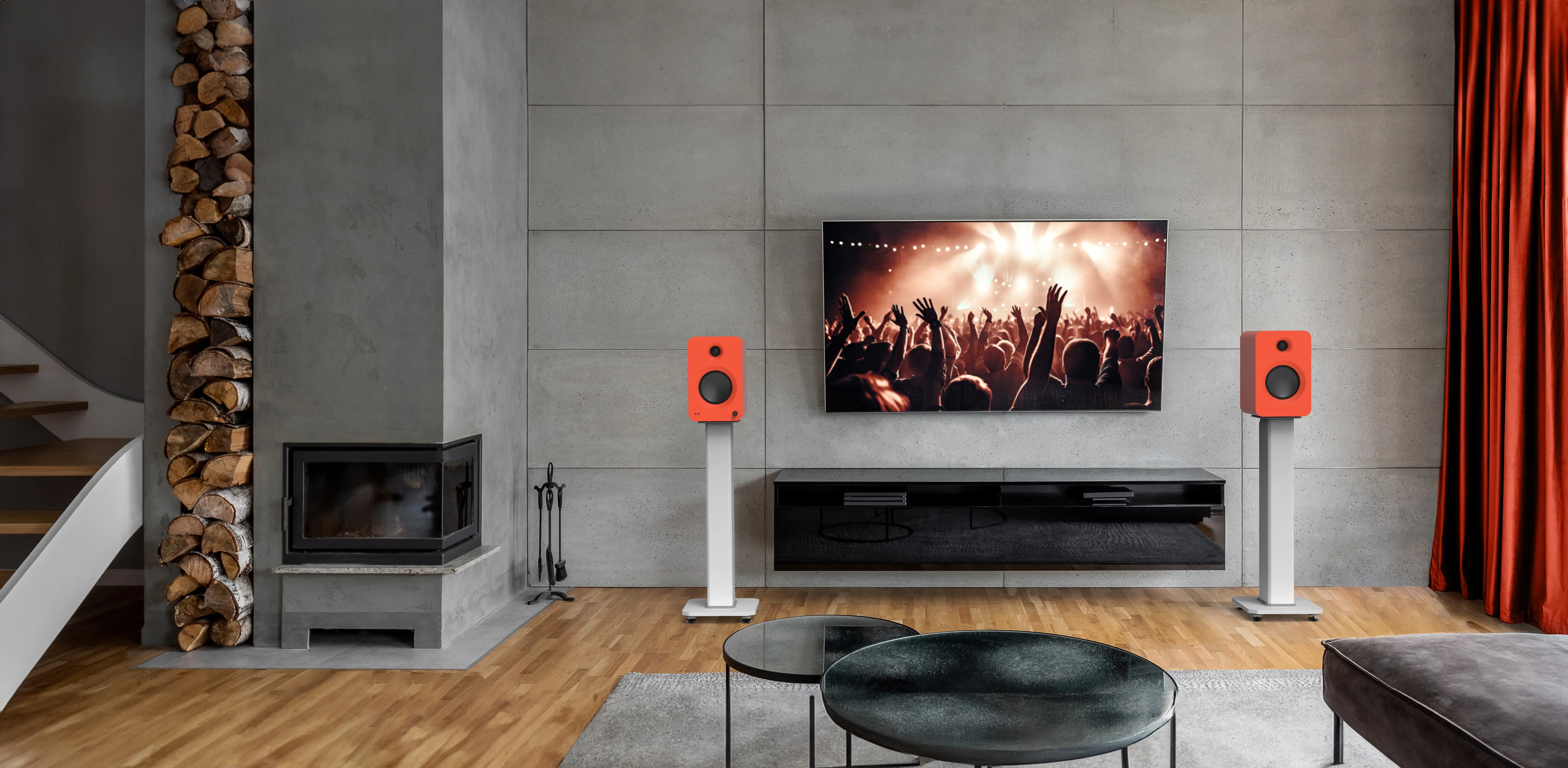 Kanto REN Bookshelf Speakers with Bluetooth - Matte Orange, Set of 2-7