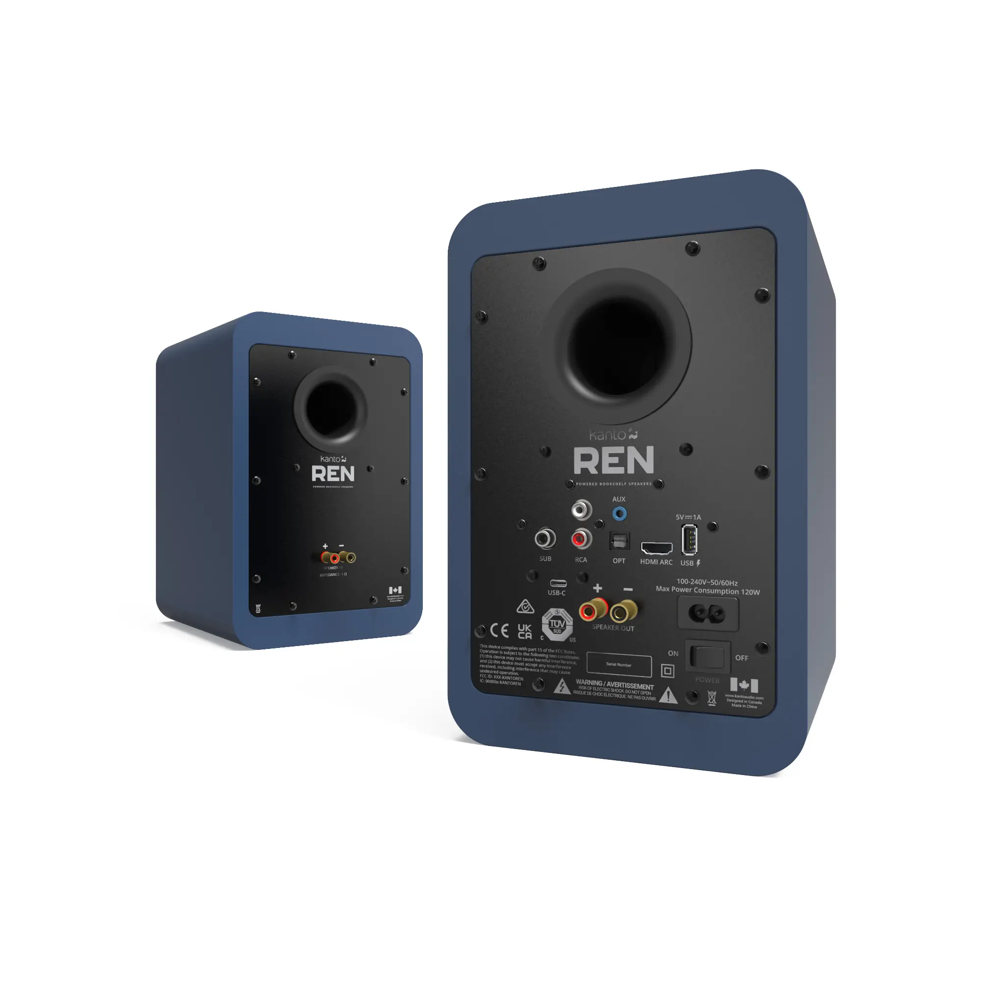 Kanto REN Bookshelf Speakers with Bluetooth - Matte Blue, Set of 2-3