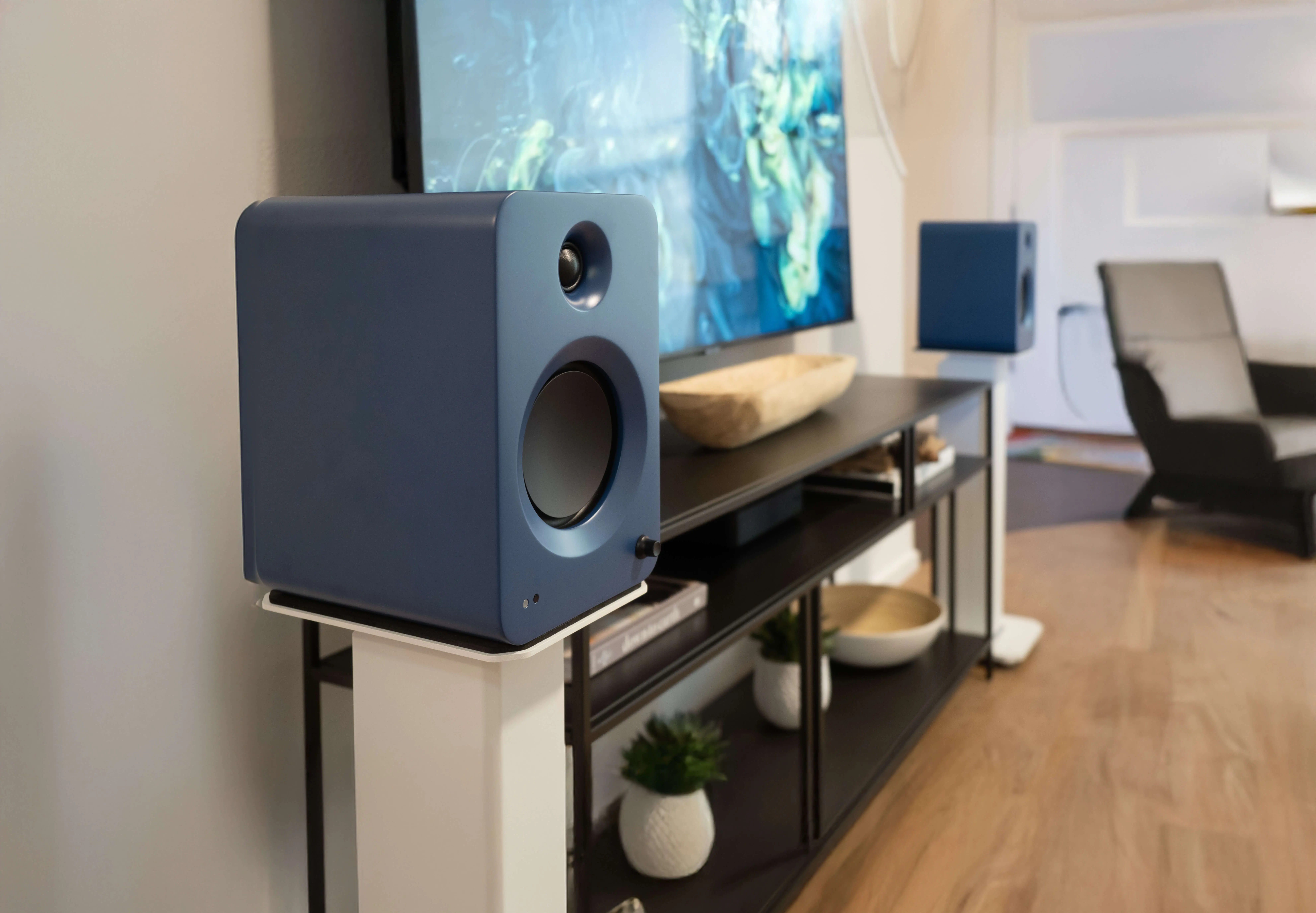 Kanto REN Bookshelf Speakers with Bluetooth - Matte Blue, Set of 2-5