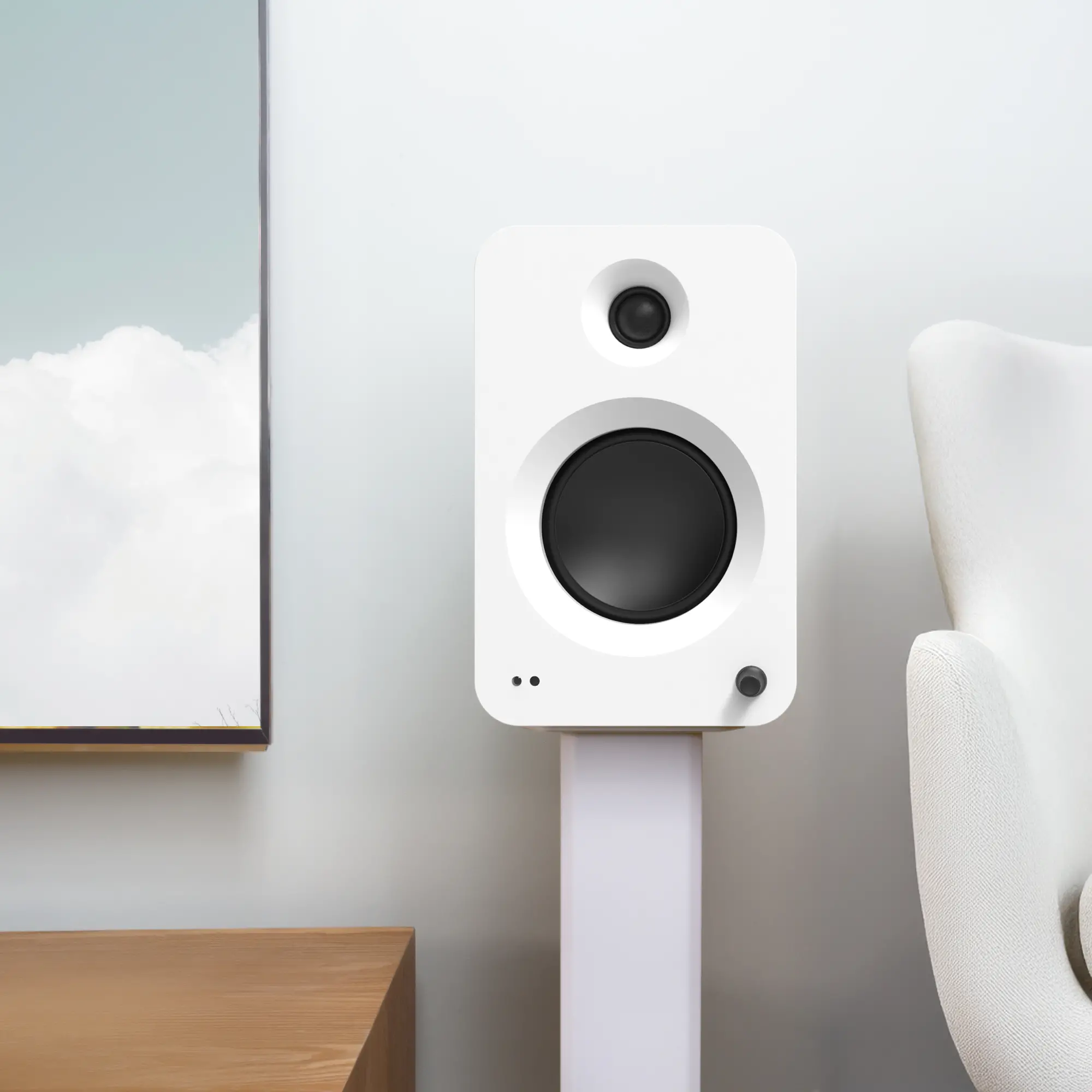Kanto REN Bookshelf Speakers with Bluetooth - Matte White, Set of 2-4