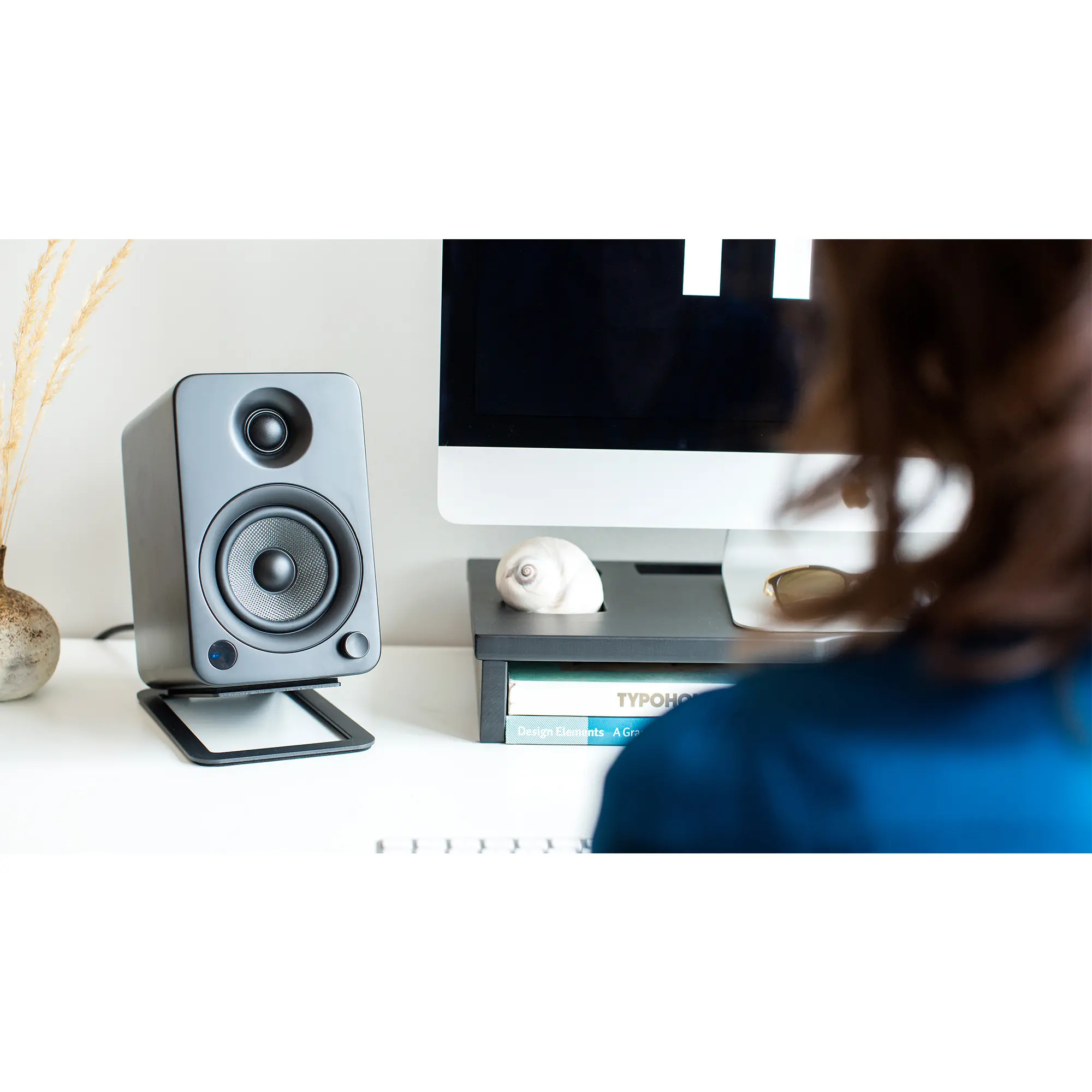 Kanto Angled Desktop Speaker Stands for Midsize Speakers - Black, Set of 2-5