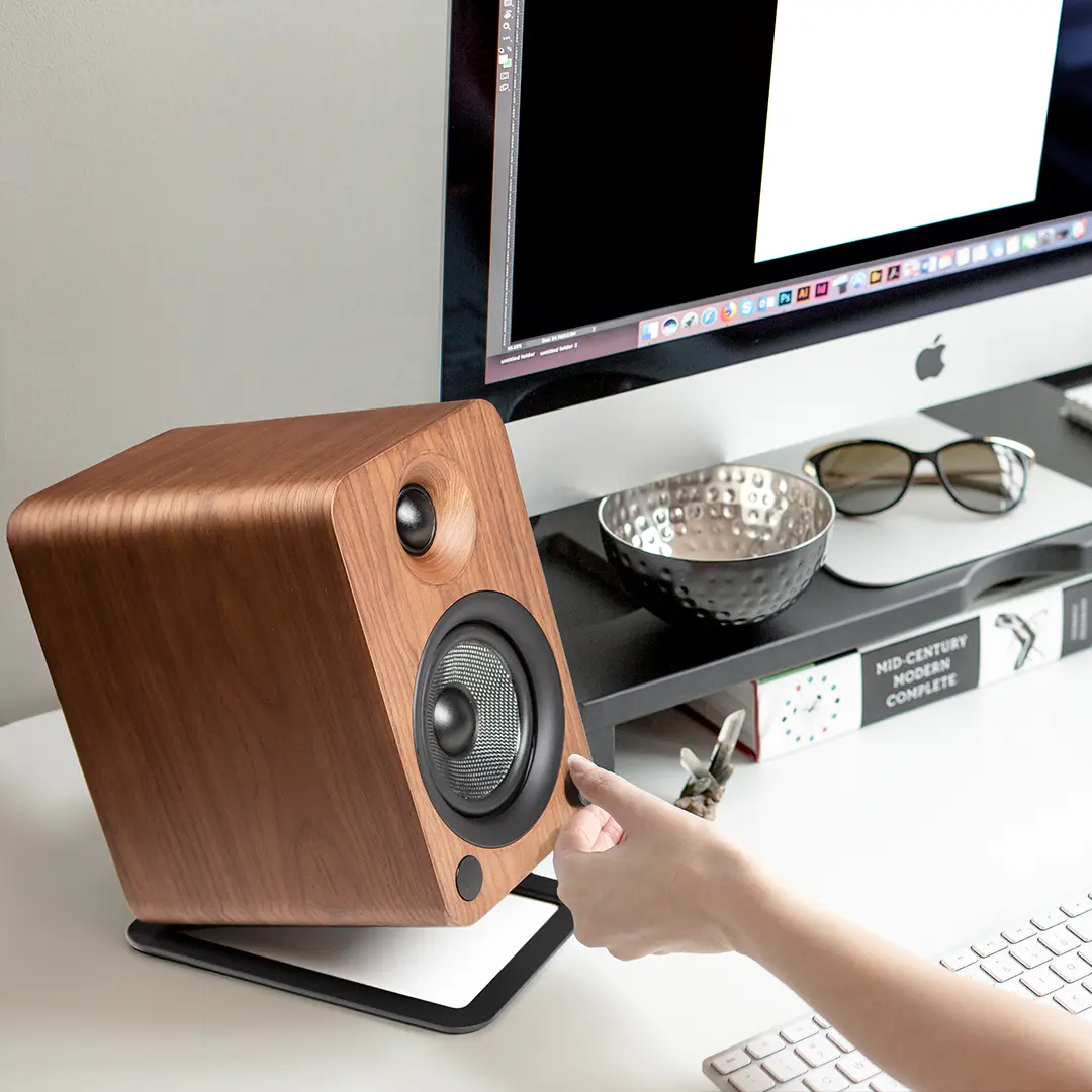 Kanto Angled Desktop Speaker Stands for Midsize Speakers - Black, Set of 2-8