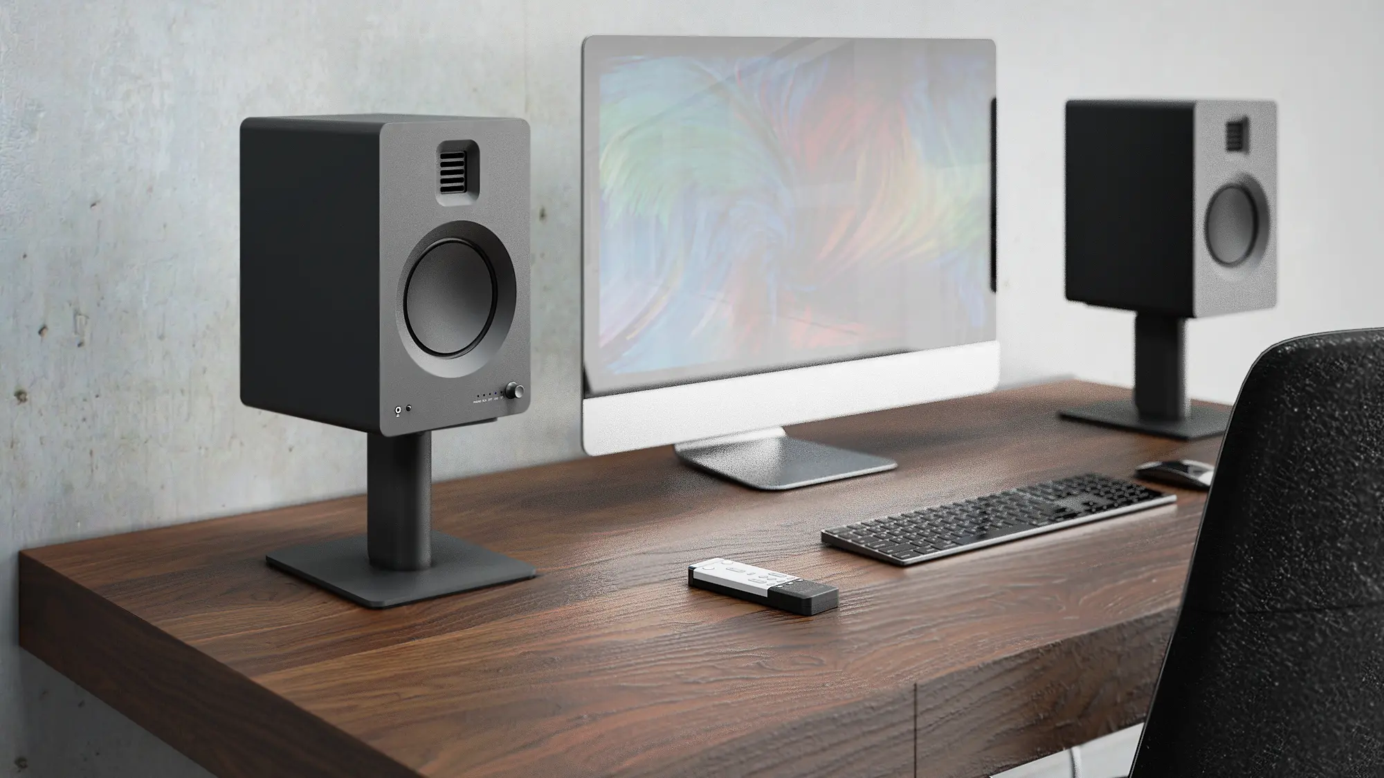 Kanto 6  Universal Desktop Speaker Stands with Cable Management - Black, Set of 2-2