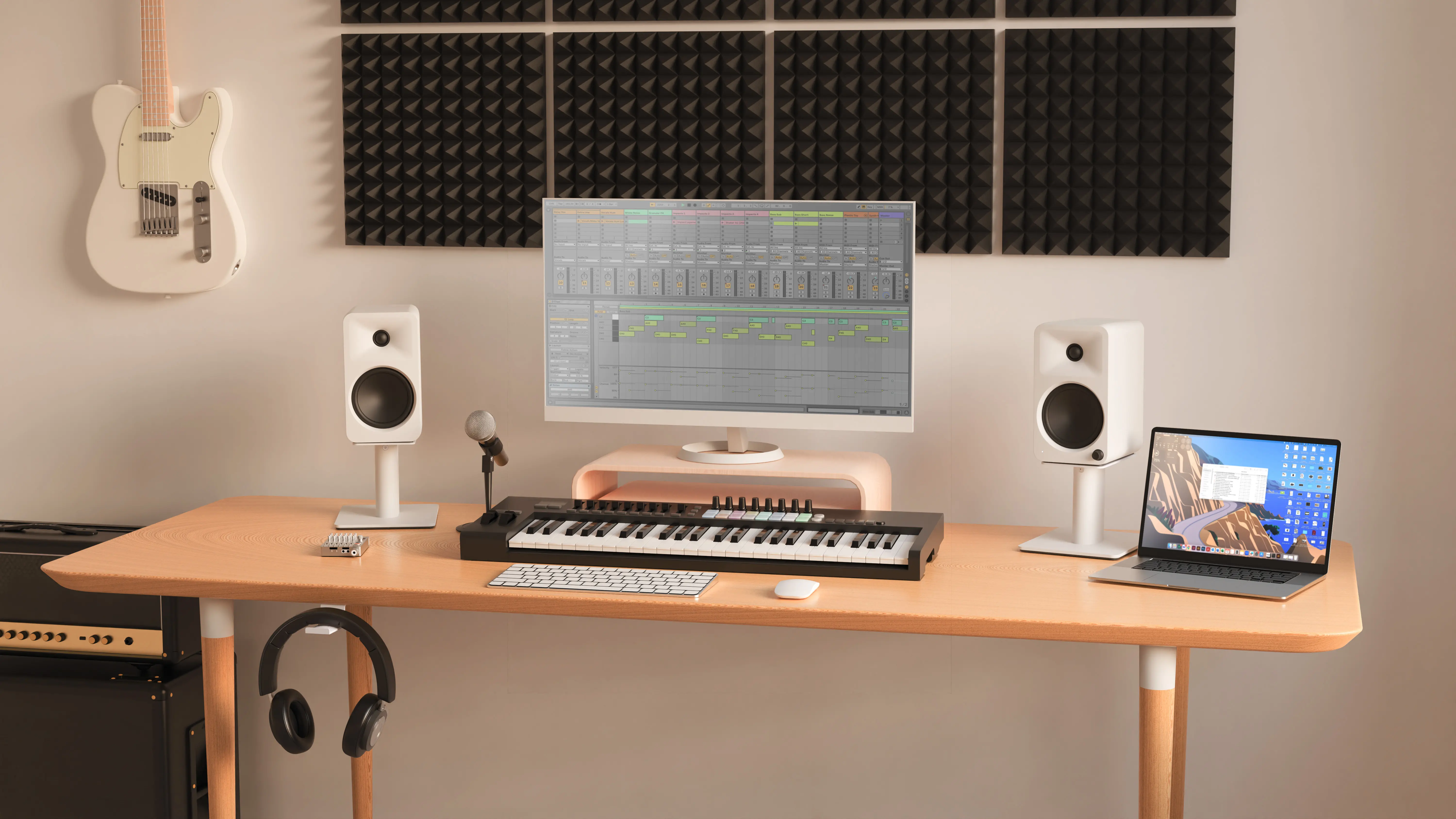 Kanto 6  Universal Desktop Speaker Stands with Cable Management - White, Set of 2-13