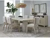 Zinnia White Sand 7‑Piece Dining Set with Mixed Upholstery Chairs