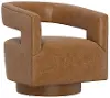 Bruno Saddle Brown Faux Leather Swivel Chair