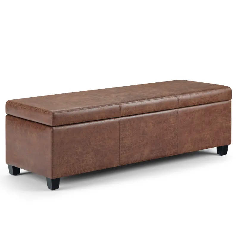College Distressed Sepia Brown Storage Ottoman Bench