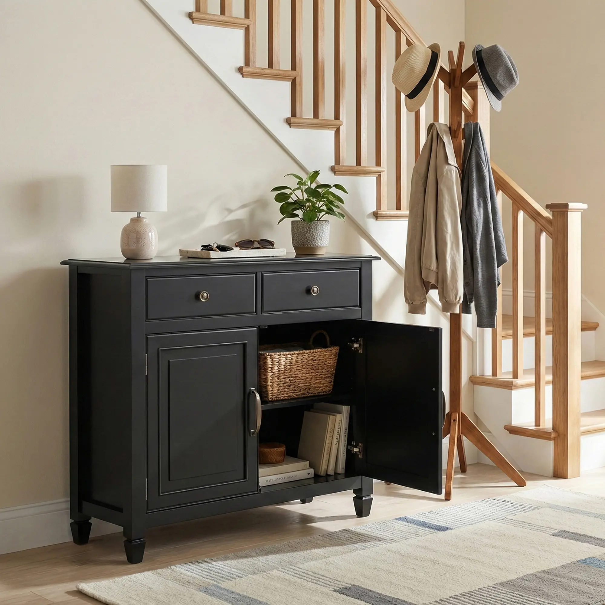 Danforth Ebony Black Entryway Storage Cabinet-3