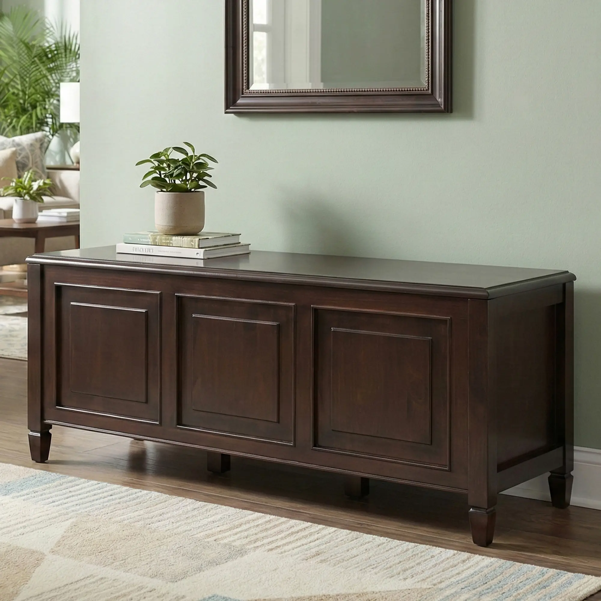 Danforth Amber Brown Storage Bench Trunk-2