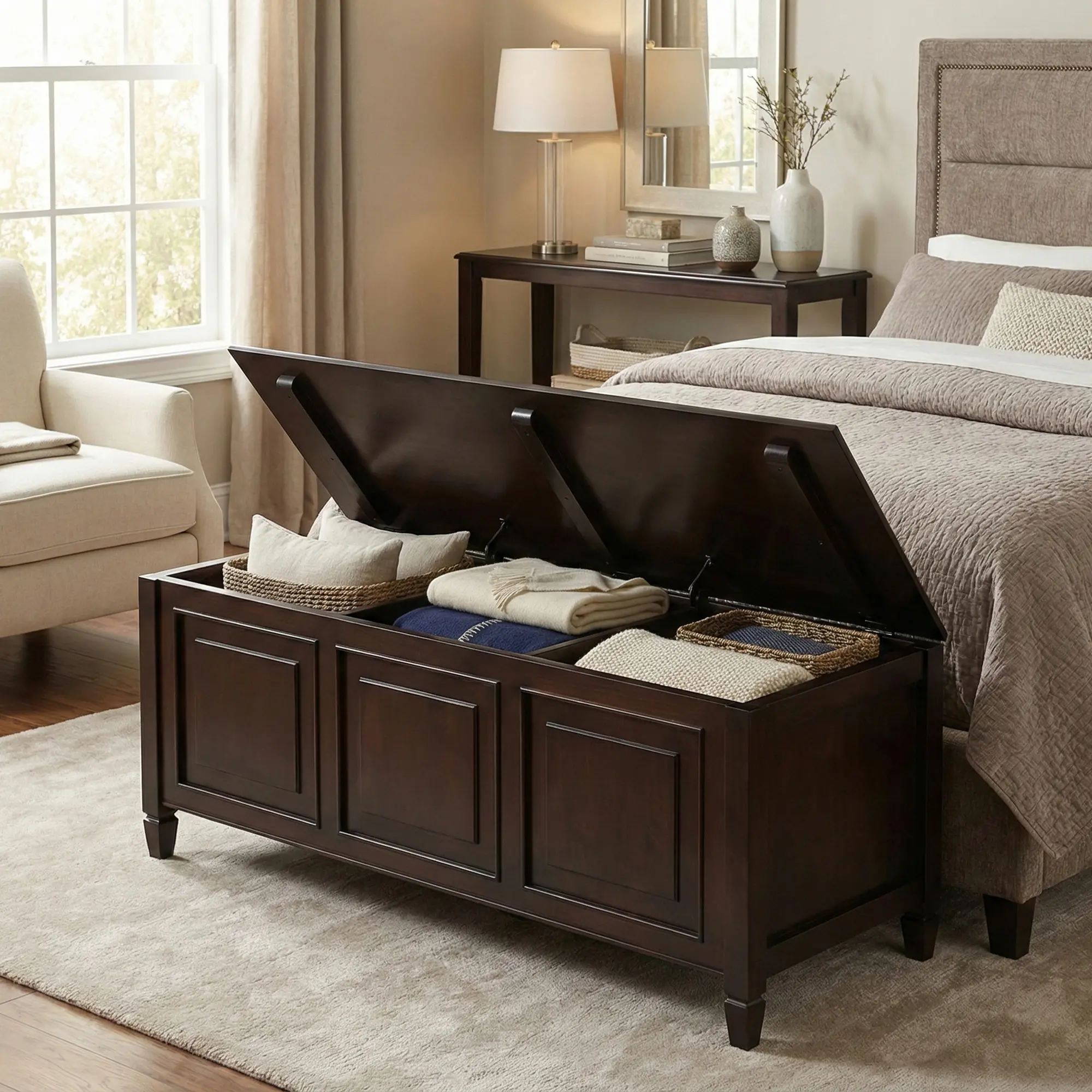 Danforth Amber Brown Storage Bench Trunk-3