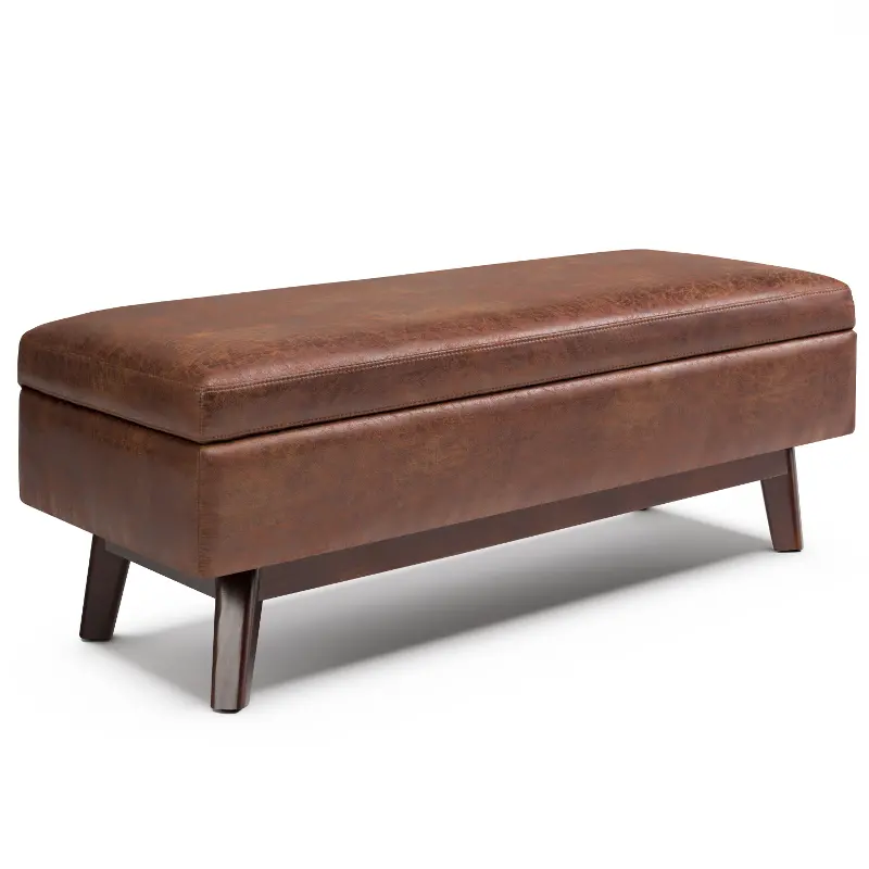 Wilson Dark Brown Vegan Leather Storage Ottoman