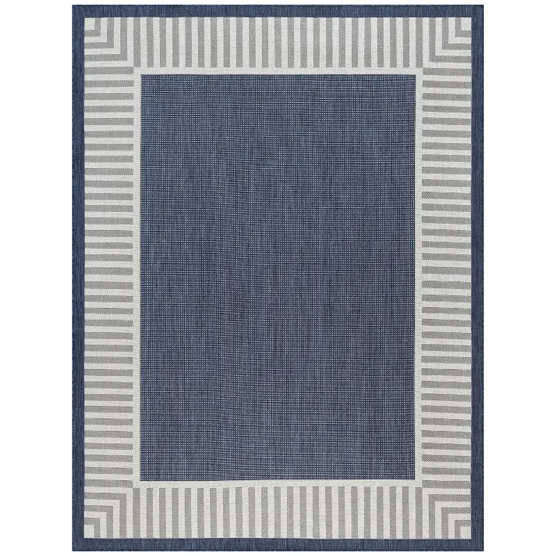 Elgin 9 x 12 Navy Blue Indoor-Outdoor Area Rug