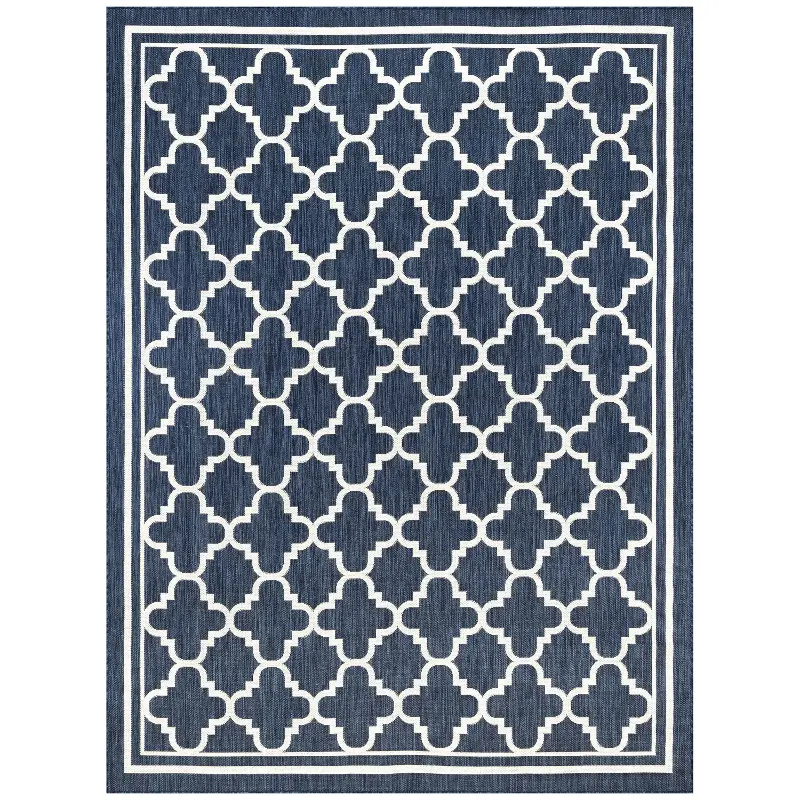 Shaila 9 x 12 Navy Blue Indoor-Outdoor Area Rug