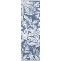 ECO1702 3X10 Edda Blue Floral 3 x 10 Indoor-Outdoor Area Rug