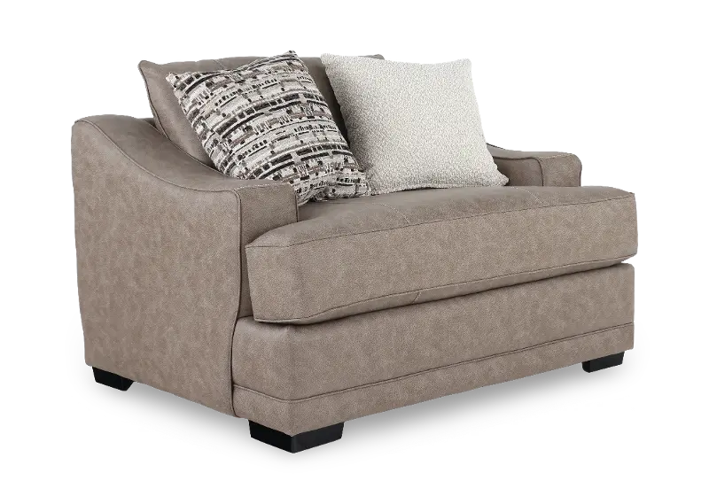 Granger Warm Taupe Leather Look Oversized Chair