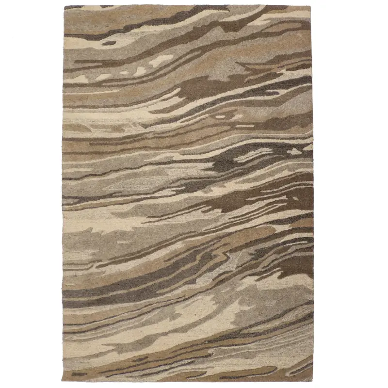 Waves 8 x 10 Brown Area Rug