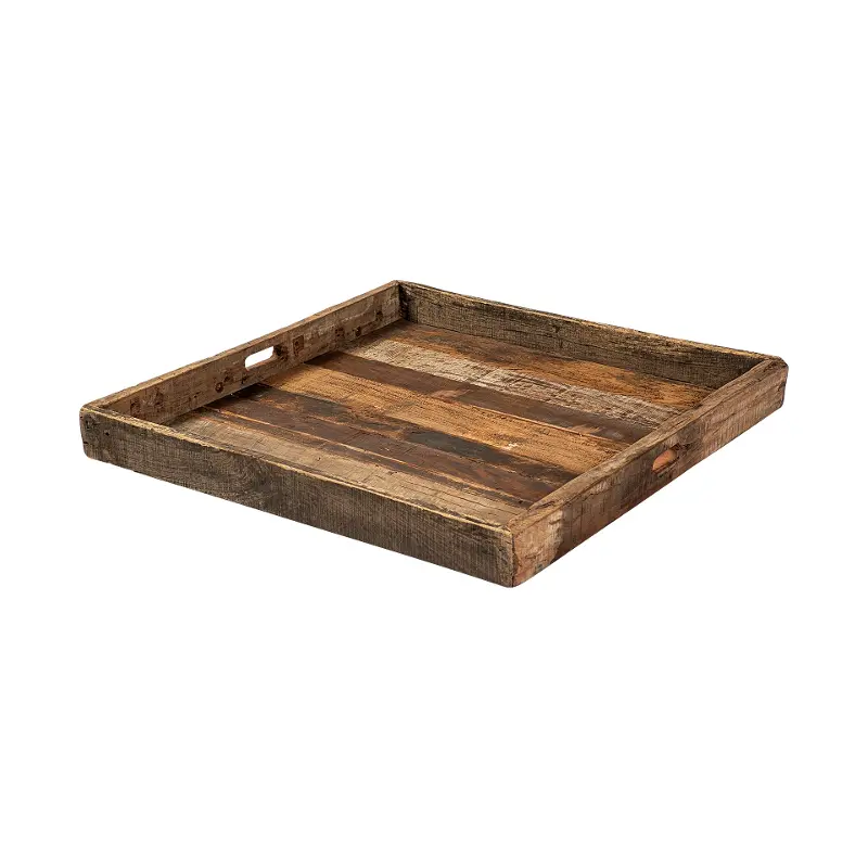 Carson Large Brown Wood Tray