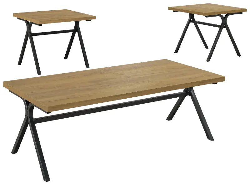 Apex Oak 3 Piece Table Set