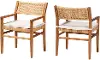 267-2PC-14587-RCW Chatura Natural Rattan and Mahogany Wood Dining Armchair Set of 2