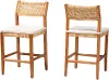 267-2PC-14588-RCW Chatura Natural Rattan and Mahogany Wood Counter Stool Set of 2