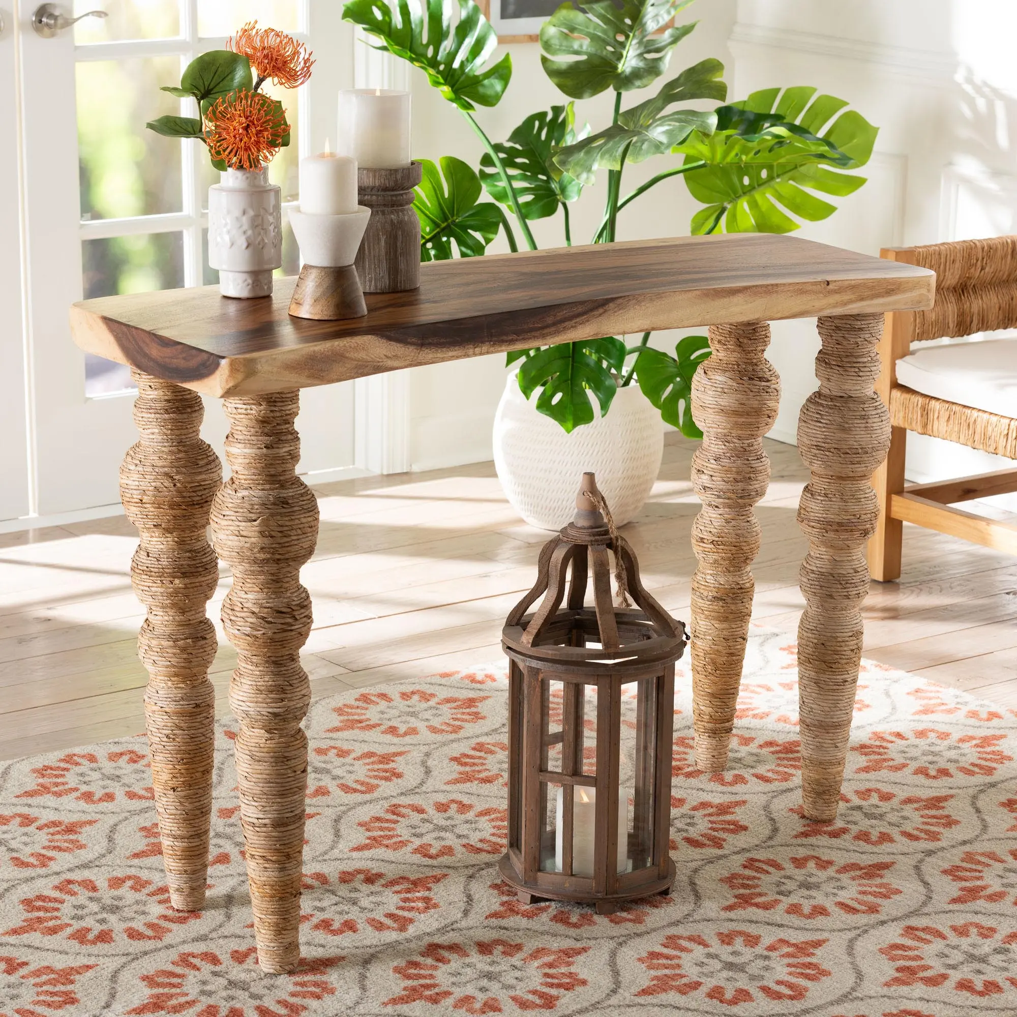 269-14669-RCW bali & pari Nasnan Teak Wood Console Table-2