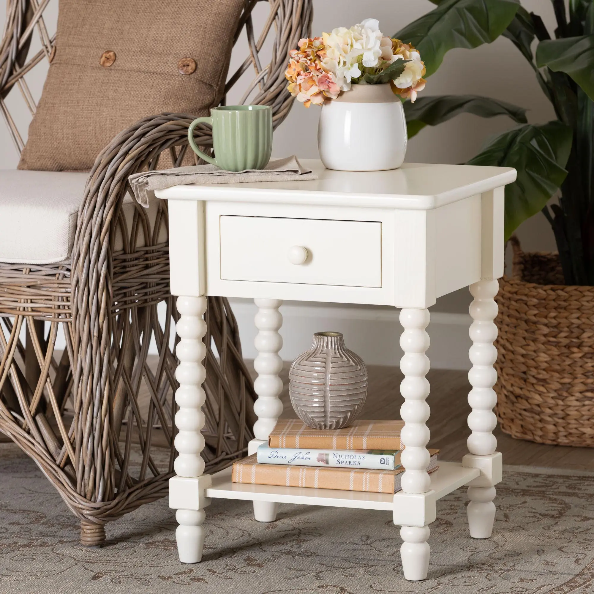 267-14625-RCW Raynera White End Table-2