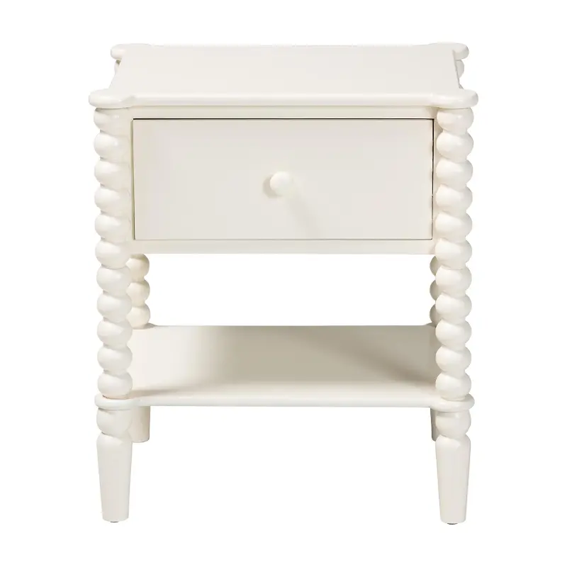 Rimona White End Table with Bobbin Legs