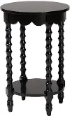 266-14638-RCW Sally Black Round Nightstand with Bamboo Inspired Legs