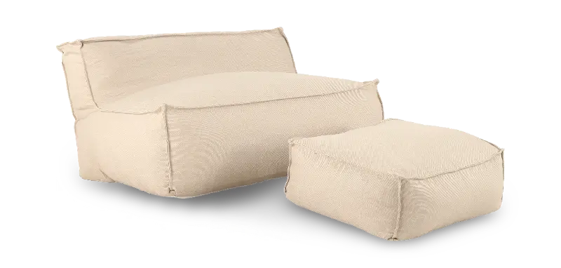 Breeze 2 Piece Beige Patio Lounge Chair and Ottoman Set