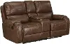 Winslow Brown Faux Leather Reclining Loveseat with Console