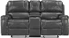 Winslow Gray Faux Leather Reclining Loveseat with Console