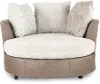 Beaumont Cream and Light Brown Swivel Accent Chair