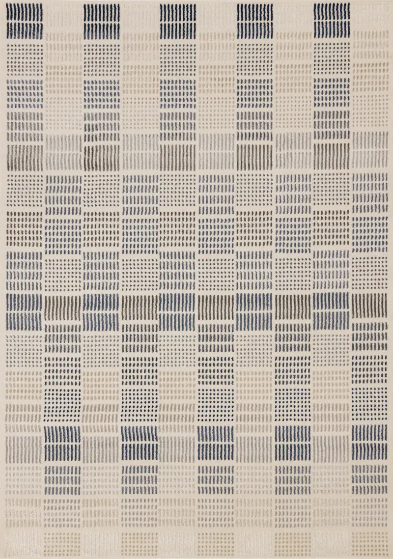 Luca 5 x 8 Blue Gray Dotted Lines Area Rug