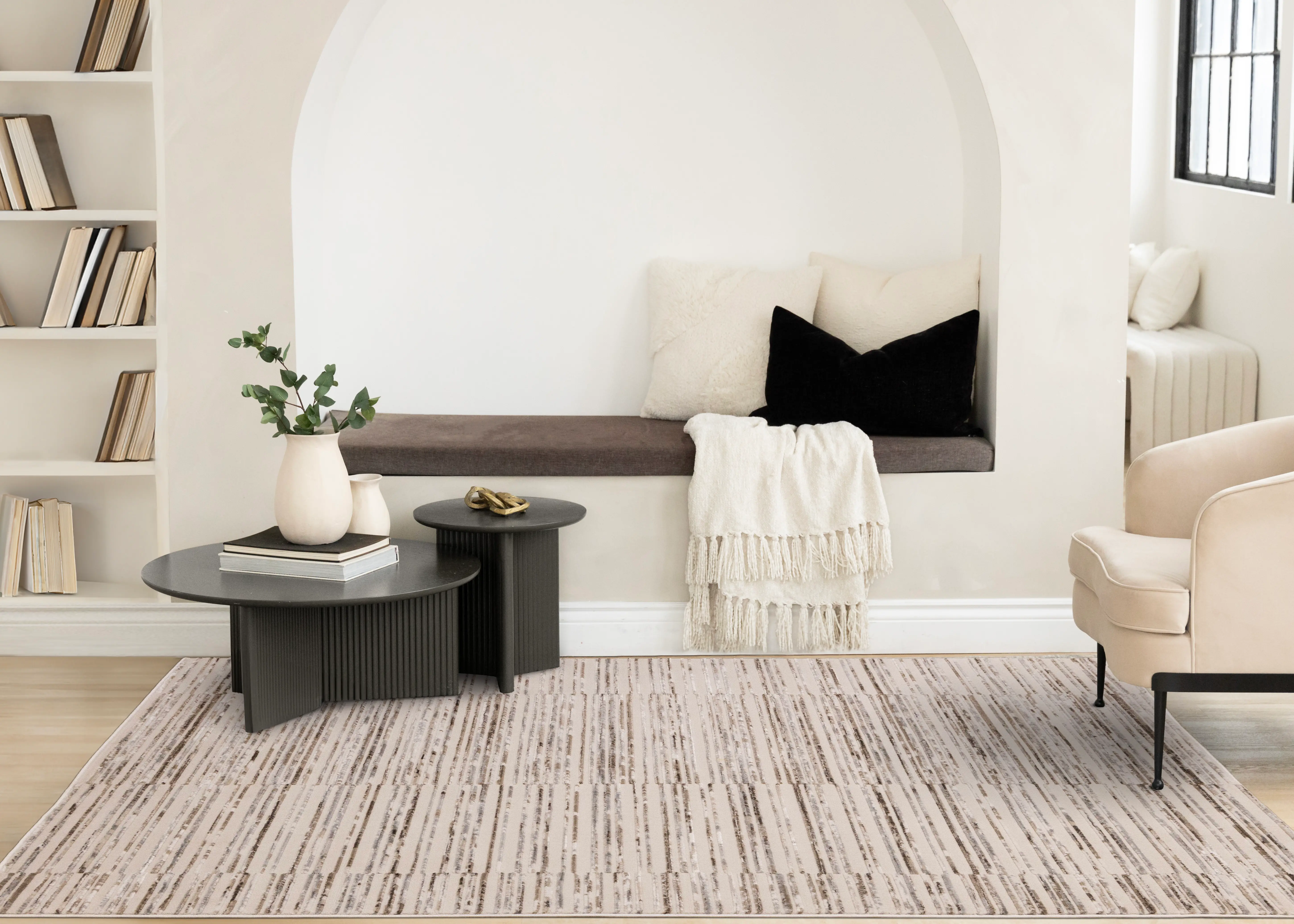 K717-9252 240320 Luca 8 x 10 White and Gray Striped Area Rug-4