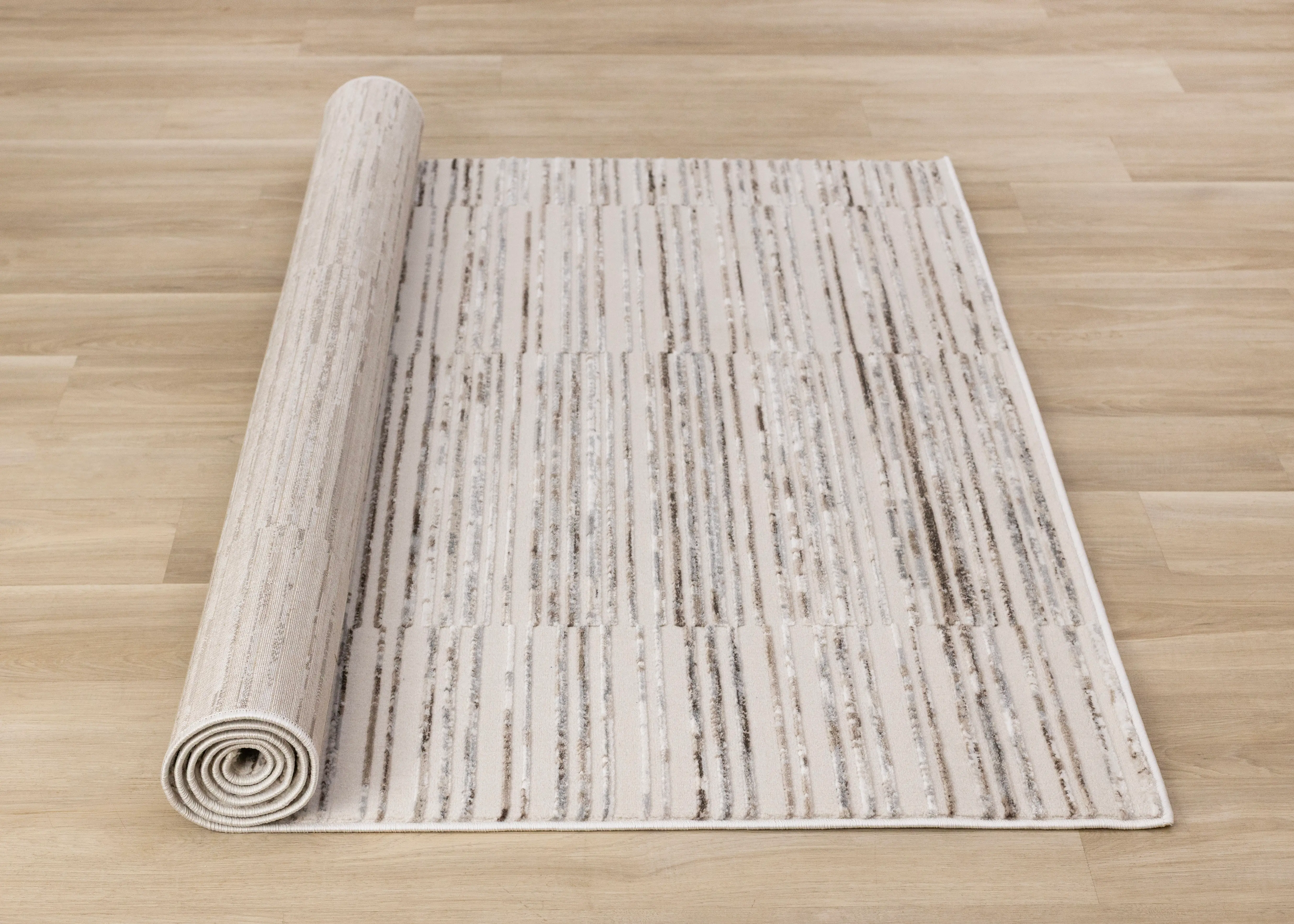 K717-9252 240320 Luca 8 x 10 White and Gray Striped Area Rug-5