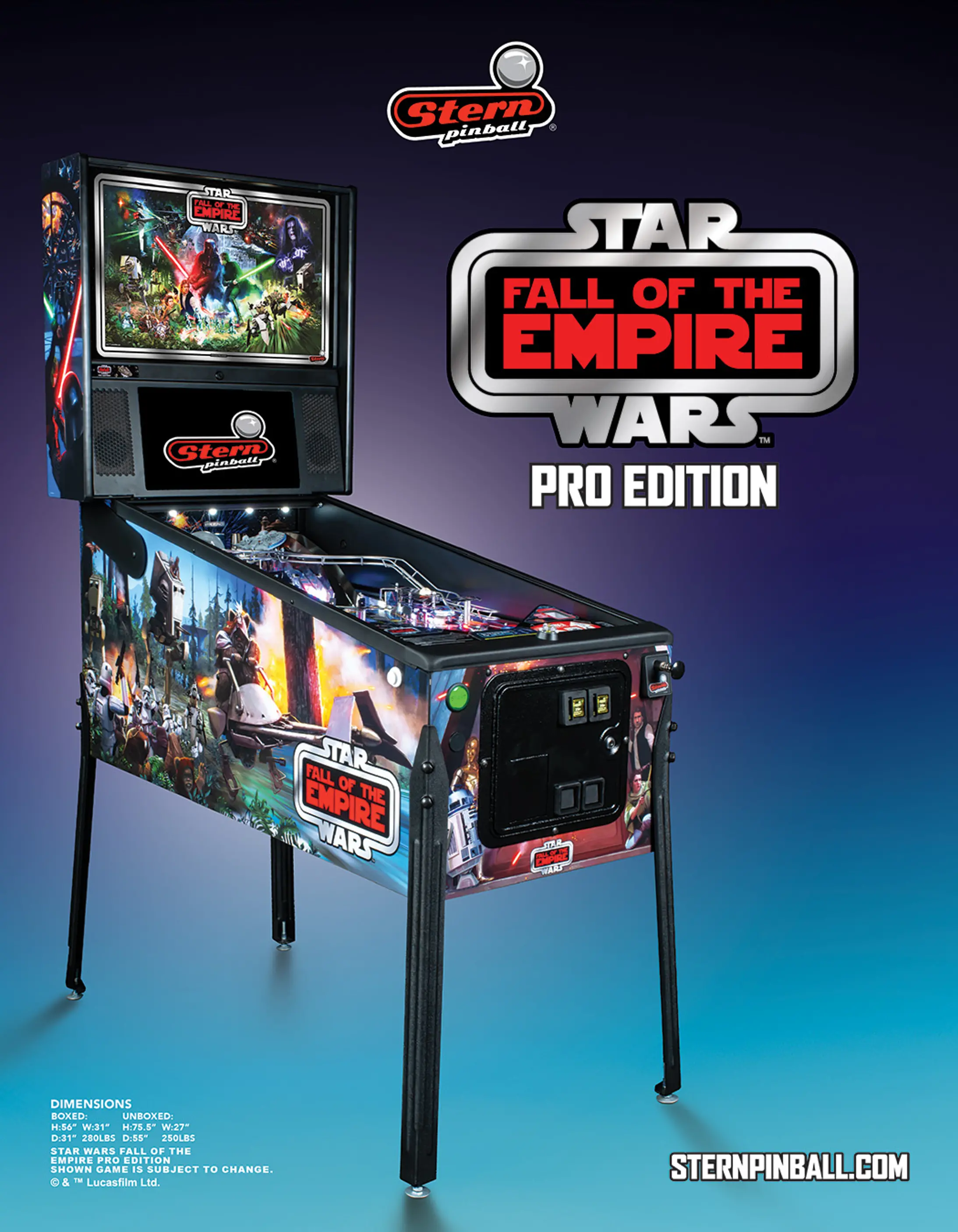 500-55Z1 Stern Pinball Star Wars Fall of the Empire Pro Pinball Machine-13