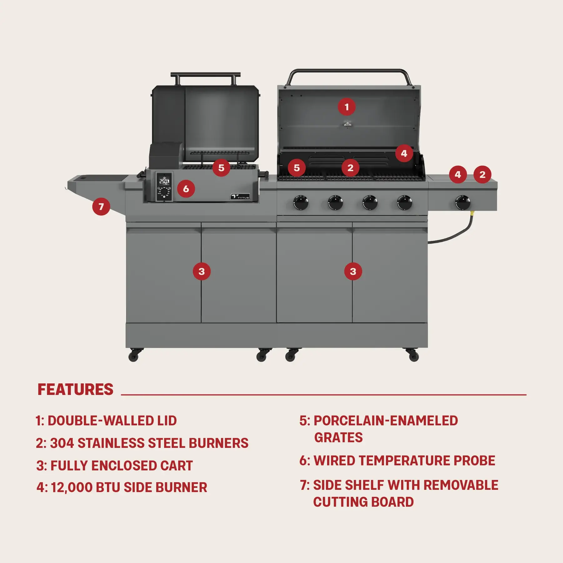 TDT-DUO-SMOK Tytus Modular Duo Grill with Pellet Smoker-8