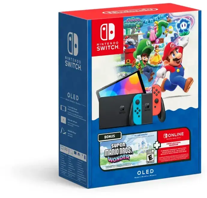 NINT121618SWI Nintendo Switch OLED Model Super Mario Bros. Wonder Bundle-2