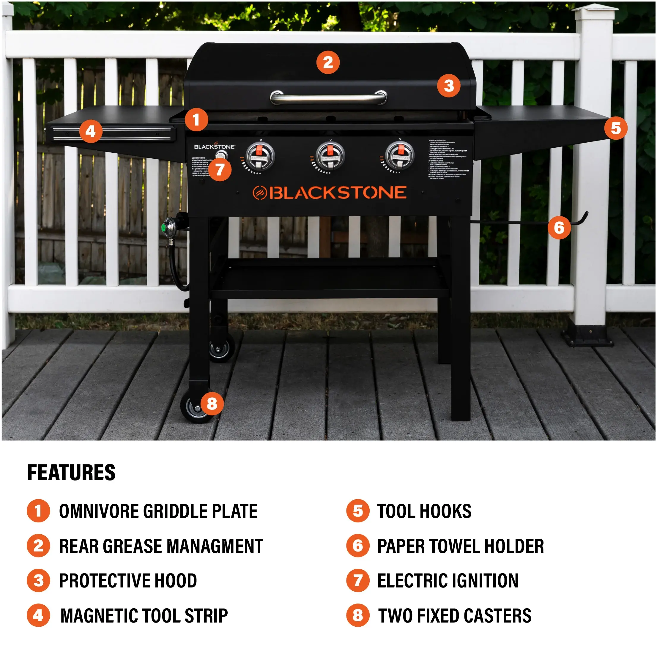 2403 Blackstone 28  XL 3 Burner Omnivore Griddle with Hood-4