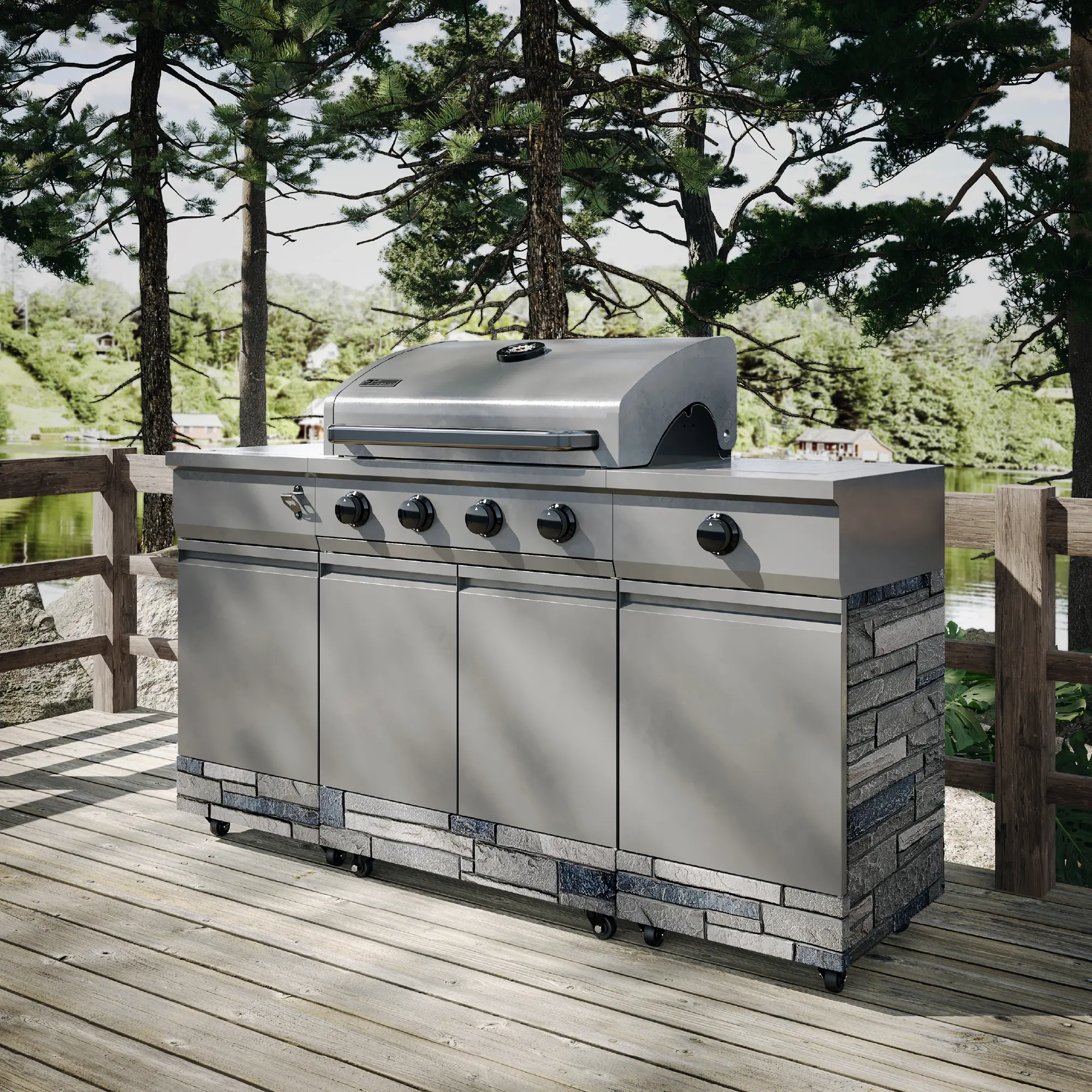 TDT-021-0102 Tytus Fresno 5-Burner Liquid Propane Grill - Gunmetal and Shadow Stone-2