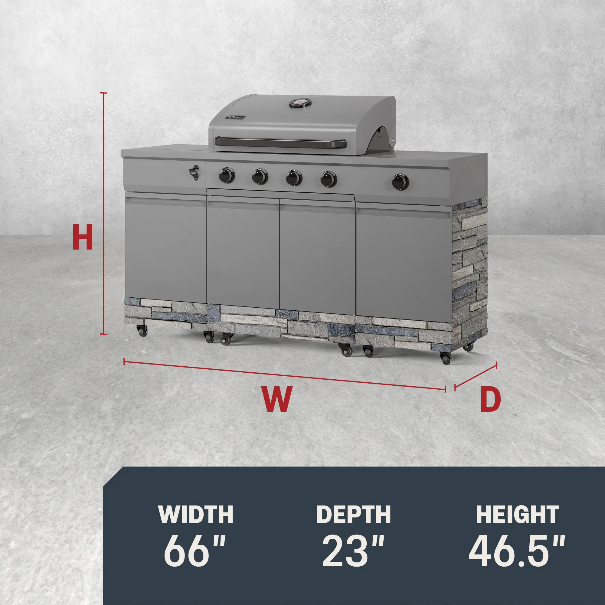 TDT-021-0102 Tytus Fresno 5-Burner Liquid Propane Grill - Gunmetal and Shadow Stone-3