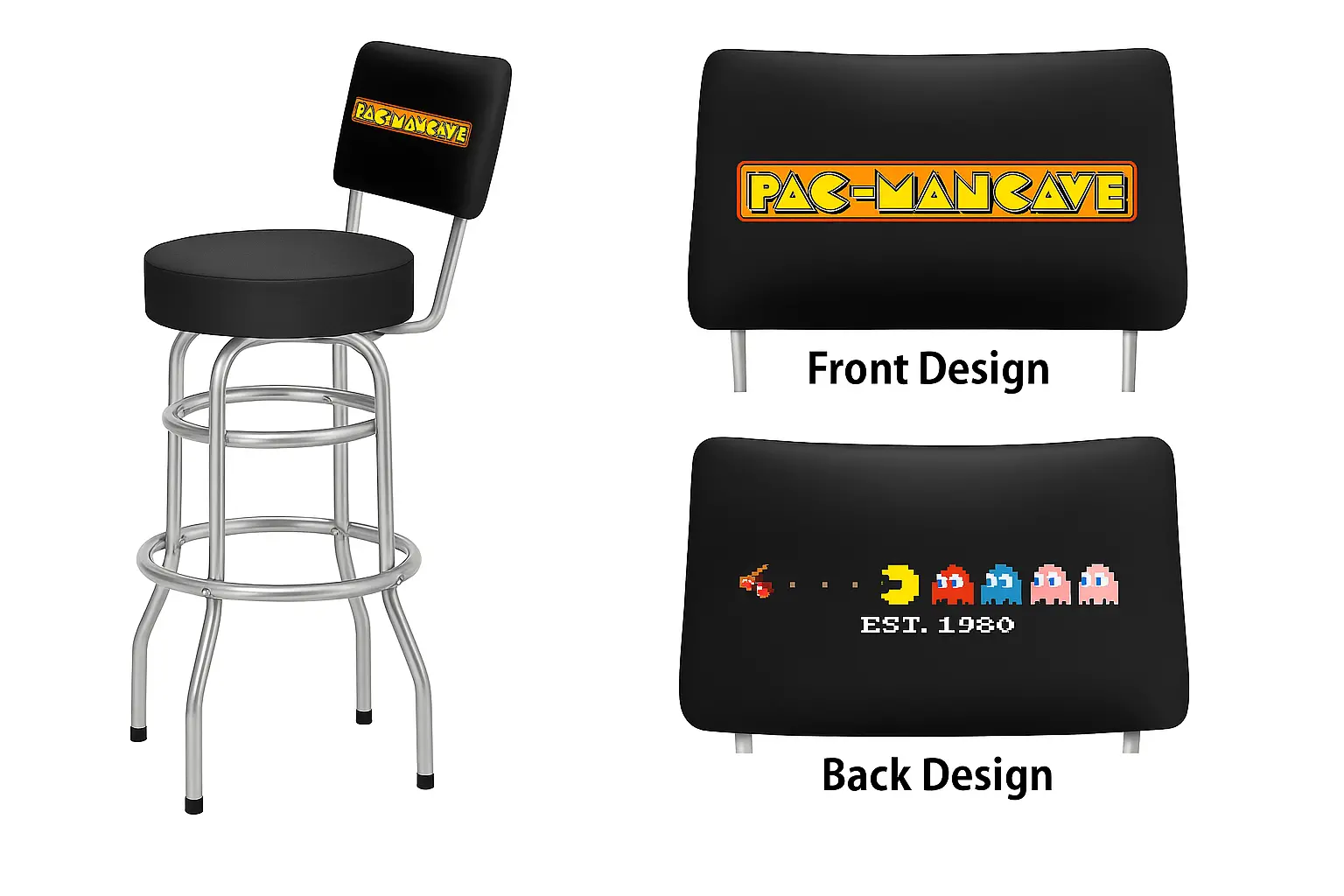 Pac-Mancave Black Back for Barstools RC Willey