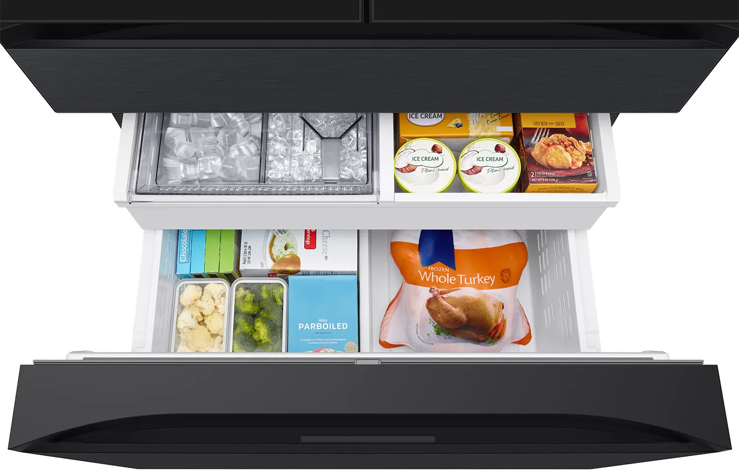 Samsung Bespoke 29 Cu Ft French Door Refrigerator - Charcoal Glass and Matte Black-12